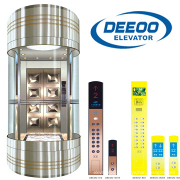 Vvvf Gearless Passenger Sightseeing Elevator (Deeoo -523)